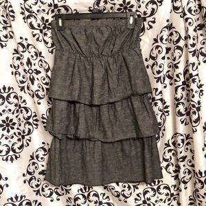 Poetry Clothing. Strapless Grey Ruffle Tier Dress